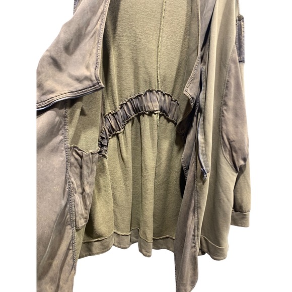 Free People C'MON CARDI Olive Green Zip Front Hooded Jacket XL OVERSIZED - Picture 8 of 10